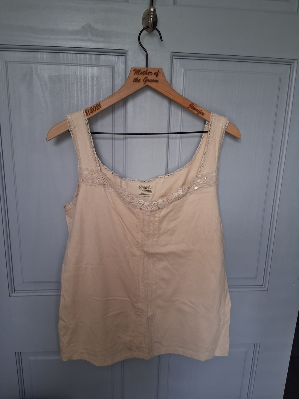 Classic Elements Cream Lace-Trim Cotton Camisole